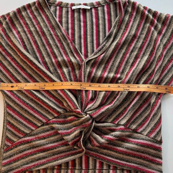 Zara Multicolor Sparkle Fabric Twisted Front Cropped V-Neck Top- S - Picture 6 of 8